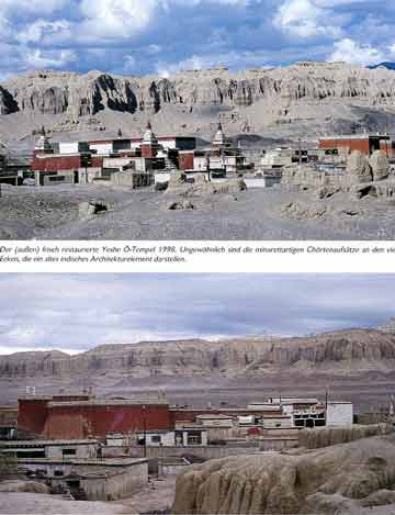 
Top: Yeshe O Temple In Tholing in 1998. Bottom: White and Red Temples in Tholing. - Westtibet book
